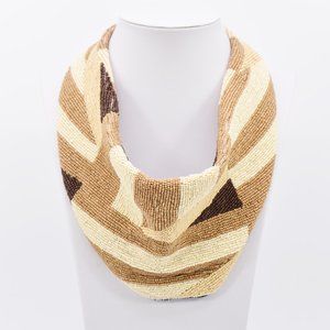 Handmade India seedbead Geo printed scarf necklace.